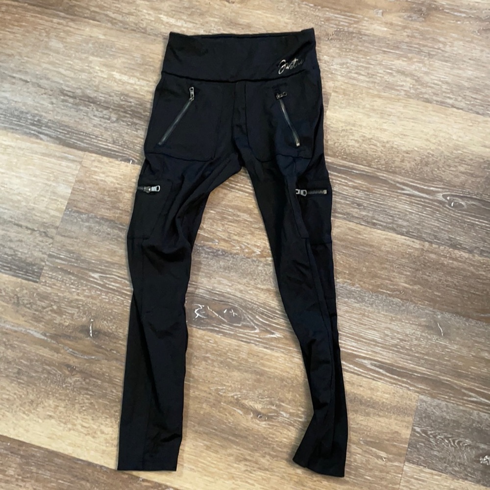 Justice black pants with zippers